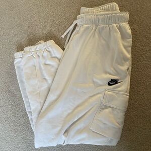 Nike White Cargo-Style Sweats